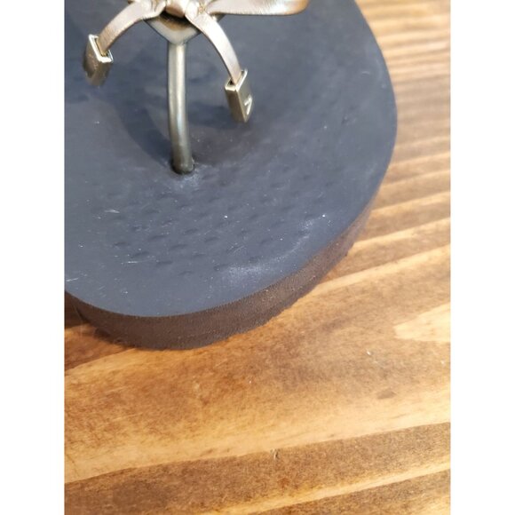 Vionic Beach Womens Flip-Flops Metallic Gold Bow Strap Size 9.5 Brown Sandals - Picture 2 of 9